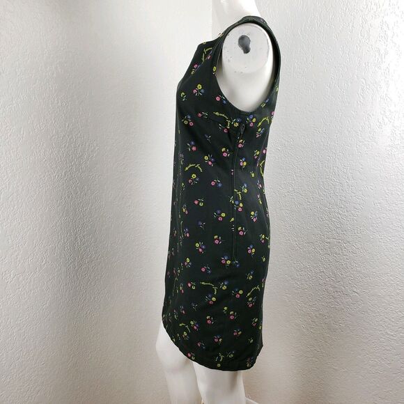 Moschino Jeans Shift Dress Floral Black Denim Mini US Sz 8 I42 Vintage 90s - Picture 4 of 8